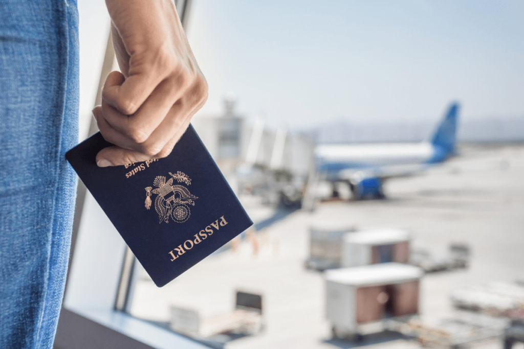 a passenger who is about to board an international flight